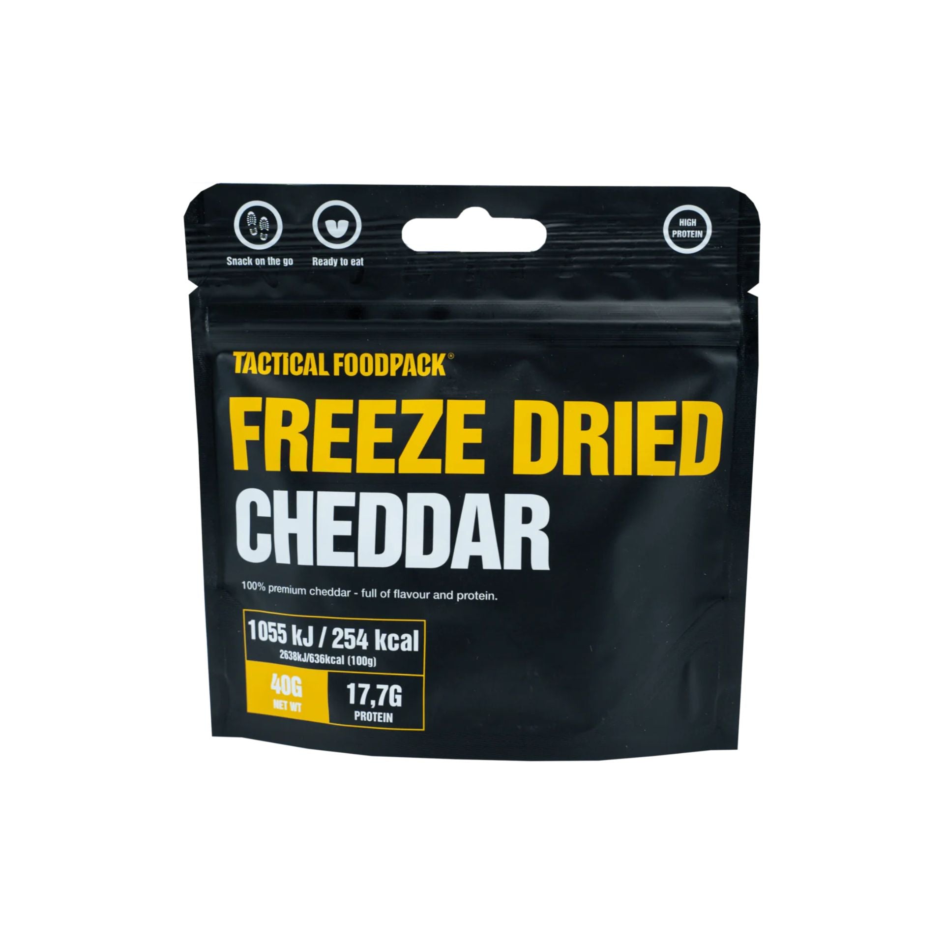 Snacks de Queijo Cheddar Liofilizado 40g  TACTICAL FOODPACK