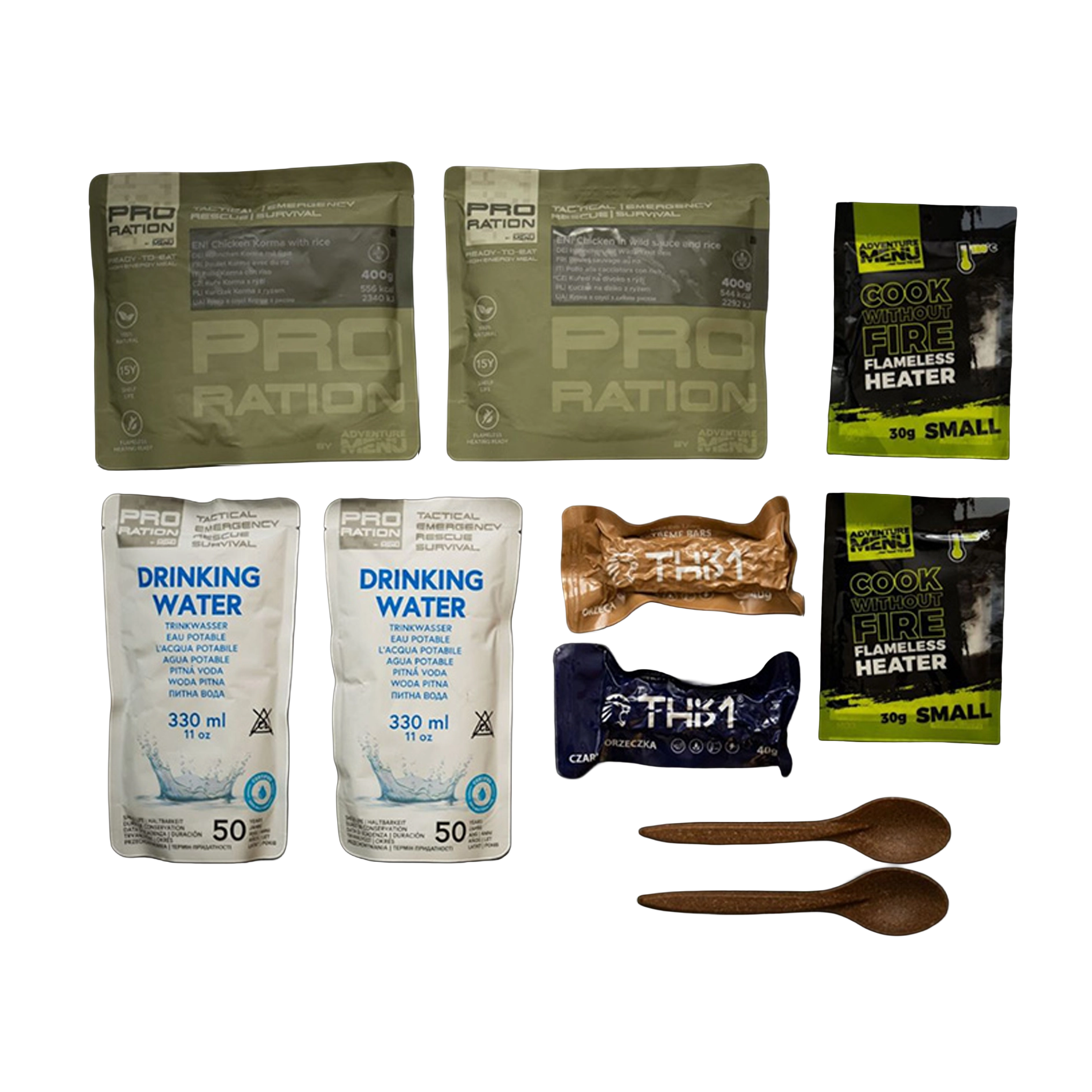 Pack de Comida/Água de Emergência Menu II PRO-RATION